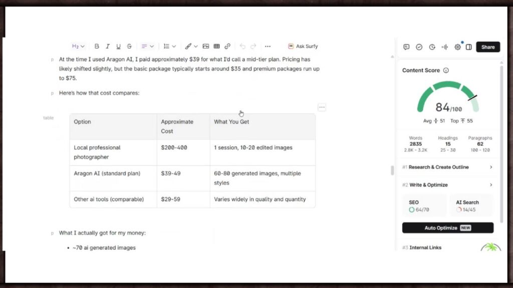 surfer seo real time scoring seo tool review